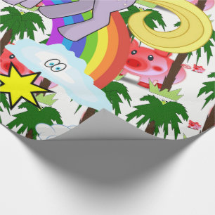 Umschlagpapier Schweine Einhorn Regenbogen Geschenkpapier