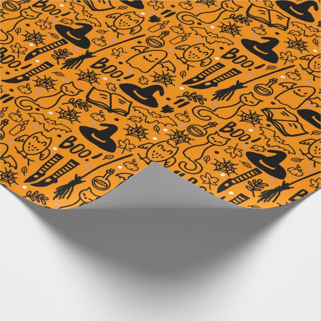 Umschlagpapier zu Halloween. Geschenkpapier (Ecke)