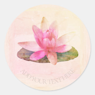 UMSCHLAGVERSIEGELUNGSAUFKLEBER : ROSA LOTUS RUNDER AUFKLEBER
