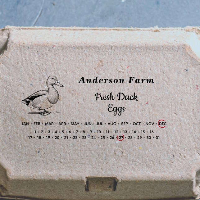Umschließendes Datum - Karton für landwirtschaftli Permastempel (Encircled Date - Farm Duck Eggs Carton Self-inking Stamp)