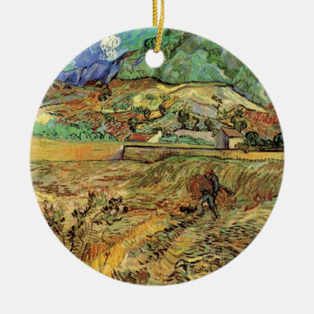 Umschließendes Weizenfeld w Bauernhof von Vincent  Keramik Ornament (Vorne)