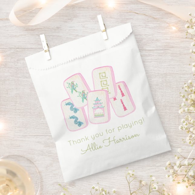 Umschließung von Aquarellfarben Pink und Green Mah Geschenktütchen (Ausgeschnitten)