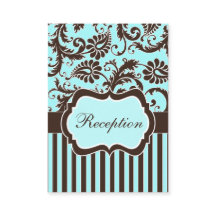 Umschließungskarte für Aqua, Braun, weiße, florale