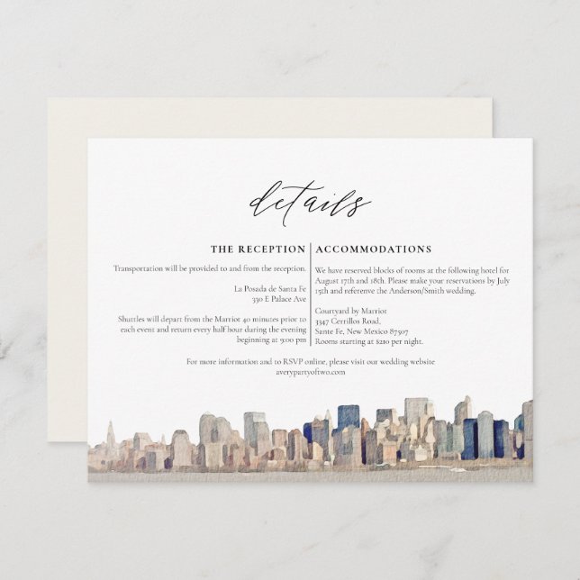 Umschließungskarte für die Skyline-Skyline von NEW Einladung (Vorne/Hinten)