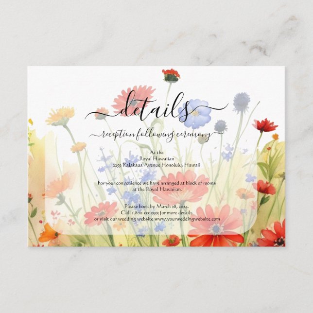 Umschließungskarte für Frühjahr-Wildblumen Begleitkarte (Vorderseite)