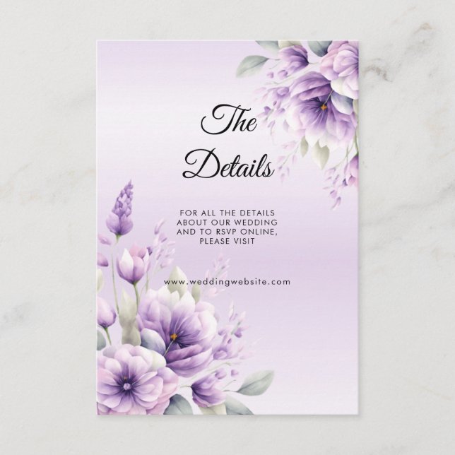 Umschließungskarte für Lila Blütenfarbe Begleitkarte (Vorderseite)