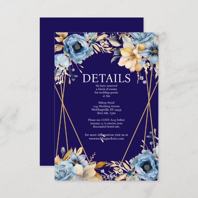 Umschließungskarte für Navy Blue und Gold Begleitkarte (Vorne/Hinten)