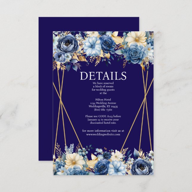 Umschließungskarte für Navy Blue und Gold Begleitkarte (Vorne/Hinten)