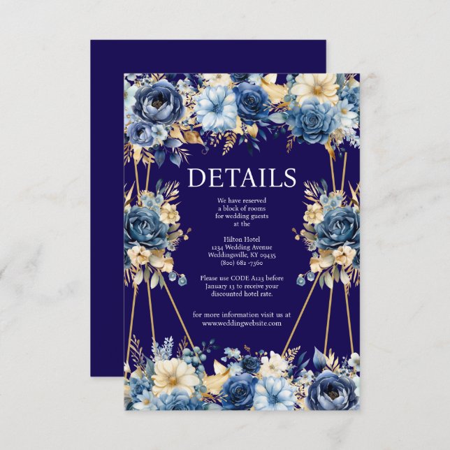 Umschließungskarte für Navy Blue und Gold Begleitkarte (Vorne/Hinten)