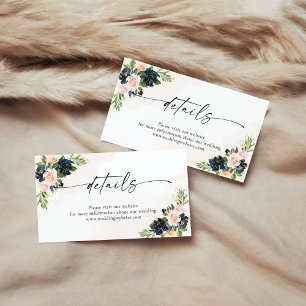 Umschließungskarte für Navy/Blush-Rosa-Flora Begleitkarte