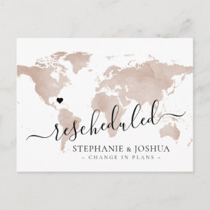 Umschuldung der Hochzeit in Urlaubsort Ankündigungspostkarte