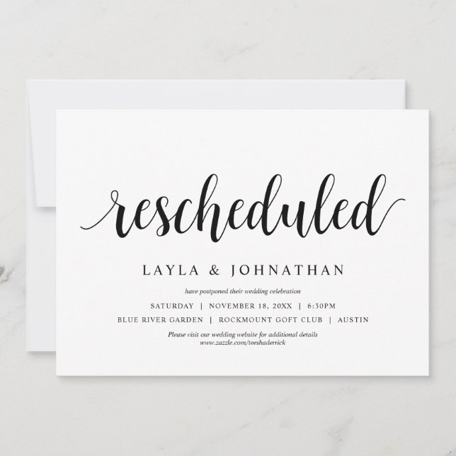 Umschulung, Hochzeit Ändern des Datums Einladung (Vorderseite)