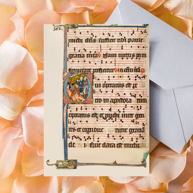 Umwandlung des Heiligen Paul Mittelaltermanuskript Postkarte (Conversion of saint Paul Medieval Manuscript Catholic Christian Postcard)