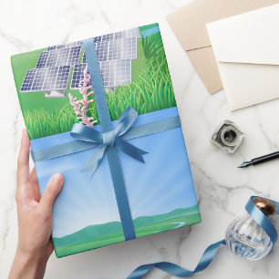 Umweltfreundliche Solarpanel-Landschaft Geschenkpapier