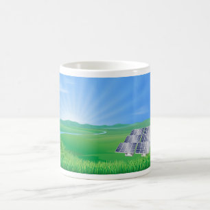 Umweltfreundliche Solarpanel-Landschaft Kaffeetasse
