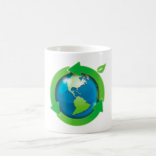 Umweltschonendes Recycling-Symbol der Erde Kaffeetasse