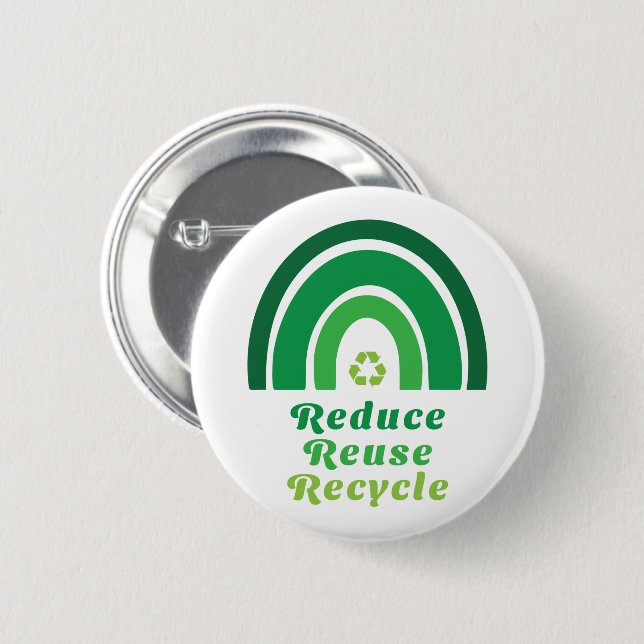 Umweltschonung bei grünem Regenbogen - Wiederverwe Button (Vorne & Hinten)