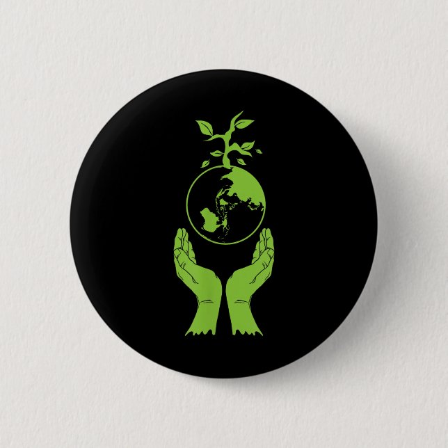 Umweltschutz Grüne Erde Button (Vorderseite)