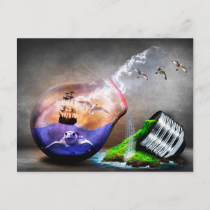 Umweltschutz Meeresschildkröten und Schiffsbilder Postkarte