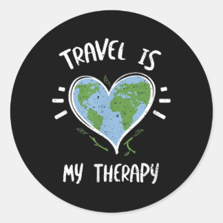 Umweltschutz_ Reisen ist meine Therapie - E Runder Aufkleber