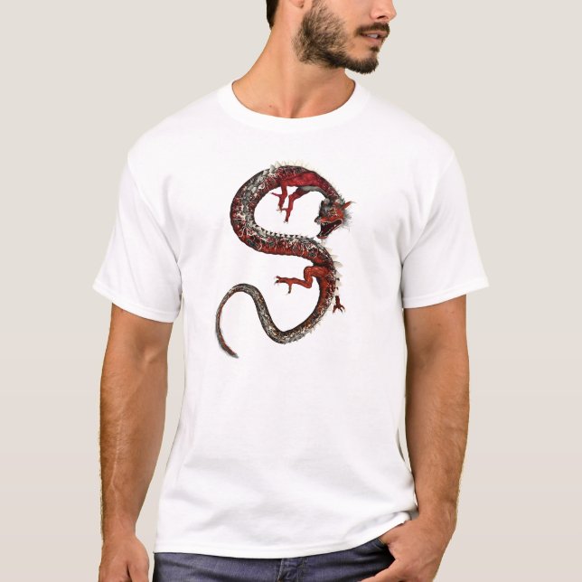 Umwickelt, um Drache-asiatisches T-Shirt (Vorderseite)