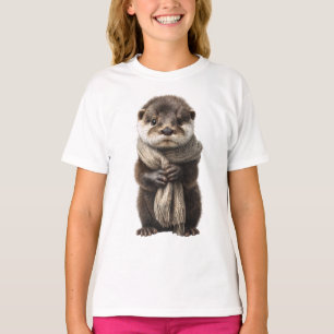 Umwickelter Schal Otter Kinder T-Shirt