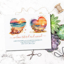 Umziehen der Ruhezeiten am Strand Ankündigungspostkarte