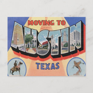 Umzug nach Austin, Texas Vintage Adressenänderung Ankündigungspostkarte