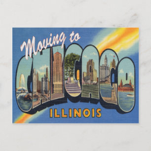 Umzug nach Chicago Vintager Adressenwechsel Postkarte