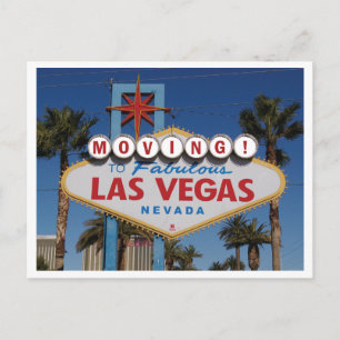 Umzug nach Las Vegas mit klassischem Zeichen Ankündigungspostkarte