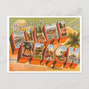 Umzug nach Miami Beach Vintage Adressänderung Postkarte