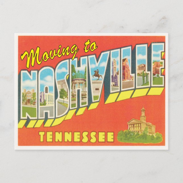 Umzug nach Nashville Tenn Vintage Adressänderung Ankündigungspostkarte (Vorderseite)