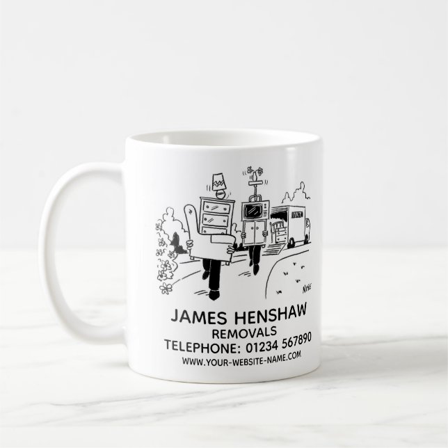 Umzüge von Häusern Werbecoffee-Tasse Kaffeetasse (Links)
