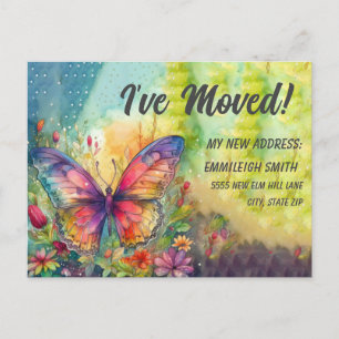 Umzugsmeldung Bunter Schmetterling Postkarte