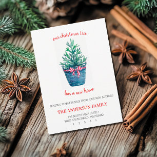 Umzugsmeldung Wasserfarben Weihnachtsbaum Karte