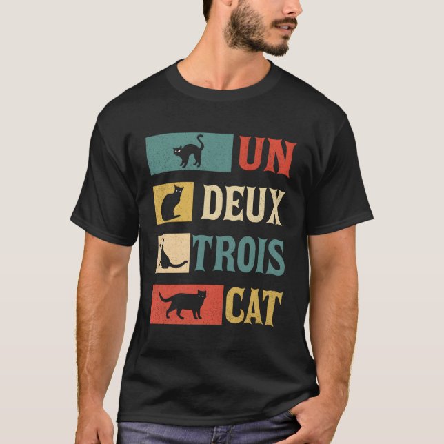 Un Deux Trois Cat French Joke Cat For T-Shirt (Vorderseite)