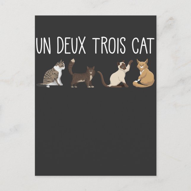 Un Deux Trois Cat French Pub Kitty Spaß Pet Lover Postkarte (Vorderseite)