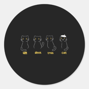 Un Deux Trois Cat Funny Cat Lovers Runder Aufkleber