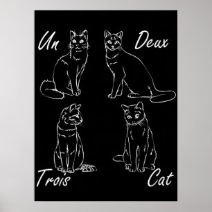 Un Deux Trois Cat Funny Französisch Poster