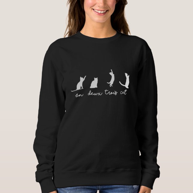 Un Deux Trois Cat Niedlich Kitten Funny Graphic Ca Sweatshirt (Vorderseite)