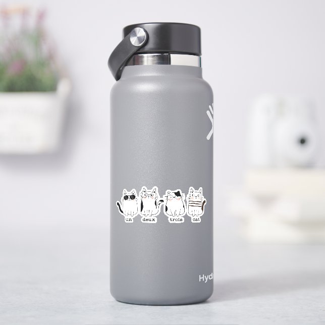 un deux trois cat vier lustige gläser franz. puff aufkleber (HydroFlask)