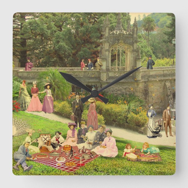 Un domingo de Mayo (Quinta da Regaleira) Quadratische Wanduhr (Vorderseite)