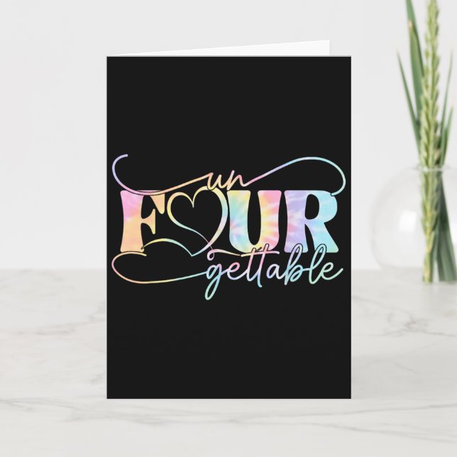 Un Four Gettable Heart Tie Dye 4th Birthday Girls  Karte (Vorderseite)