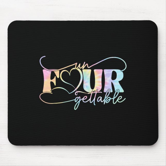 Un Four Gettable Heart Tie Dye 4th Birthday Girls  Mousepad (Vorne)