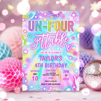 Un-Four-Gettable Neon Glow 4. Geburtstag Party Einladung