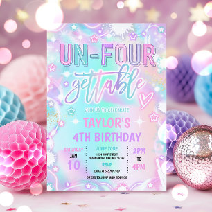 Un-Four-Gettable Neon Glow 4. Geburtstag Party Einladung