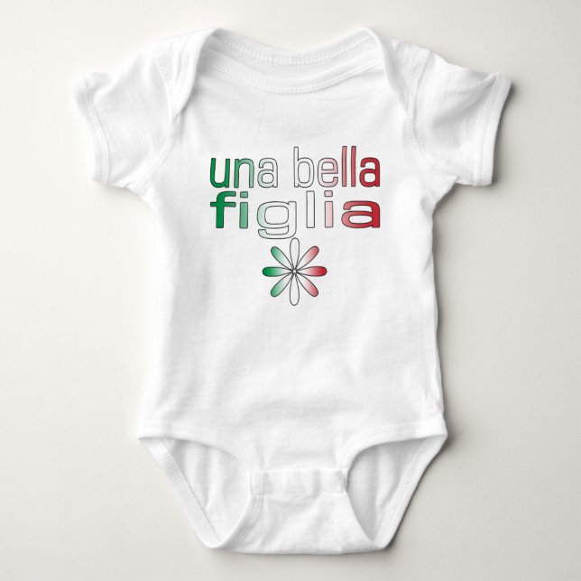 Una Bella Figlia Italien Flaggen-Farben Baby Strampler (Vorderseite)
