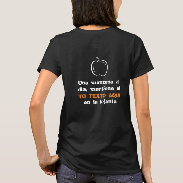 Una Manzana Al Di Apple White Line Art T-Shirt (Rückseite)