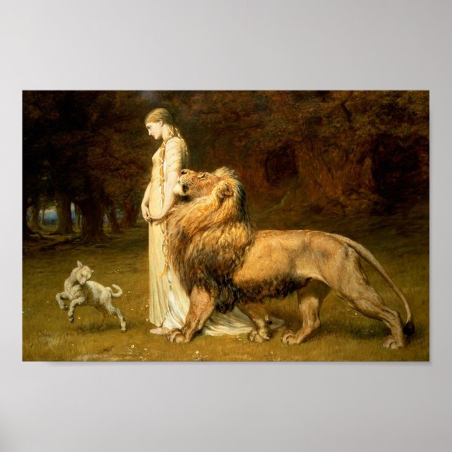 Una und Lion von Briton Rivière - Poster (Vorne)