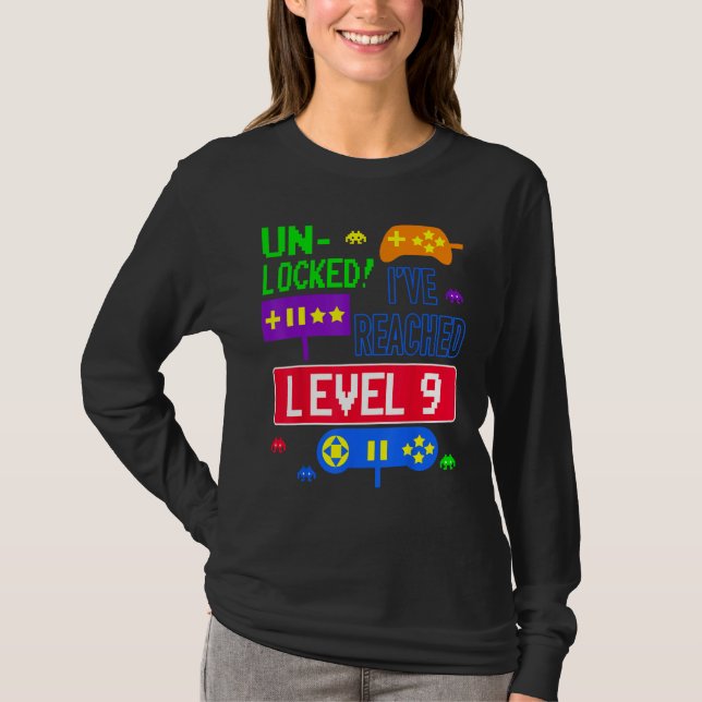 Unabgeschlossen habe ich Level 9 Arcade 9. Geburts T-Shirt (Vorderseite)